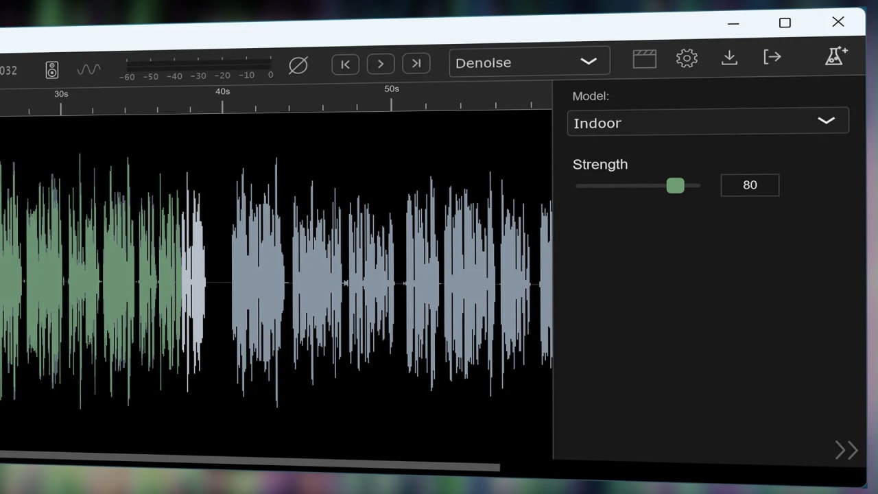 Interfaz de Denoise en CrumplePop SoundApp 2026