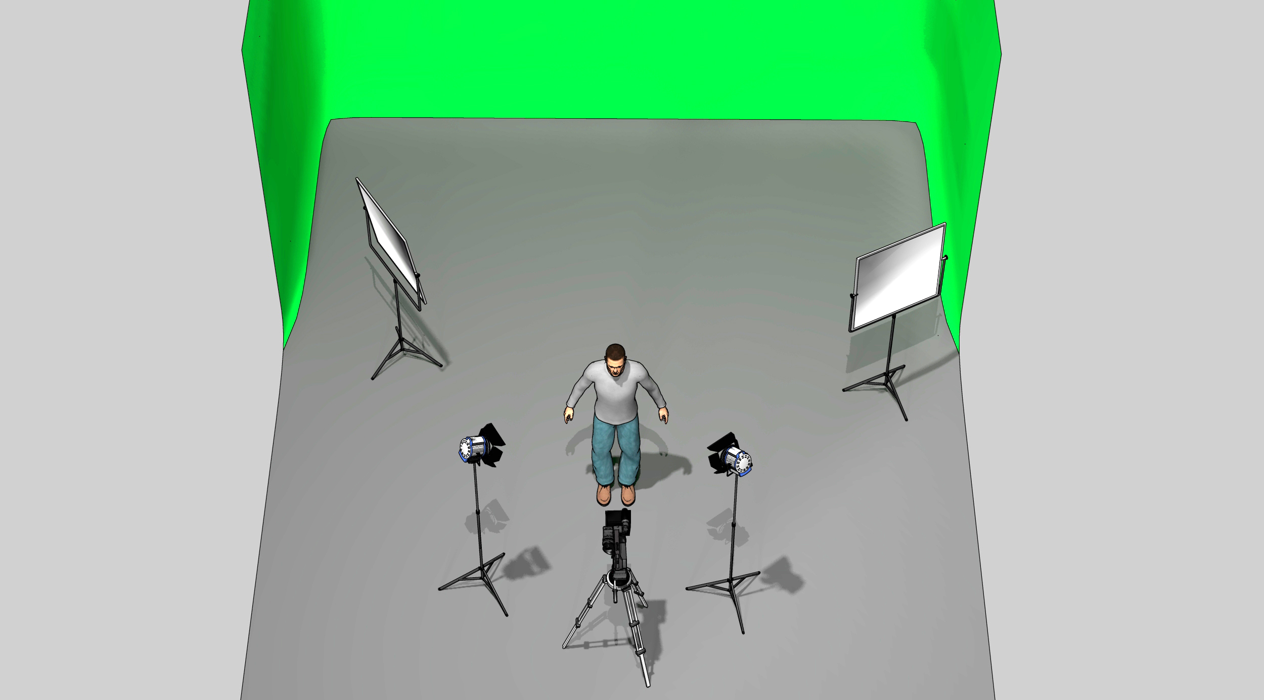 Top view from green screen setup