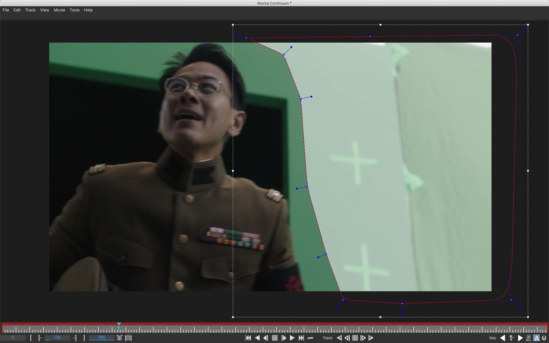 Garbage matte using Continuum's integrated Mocha planar tracking
