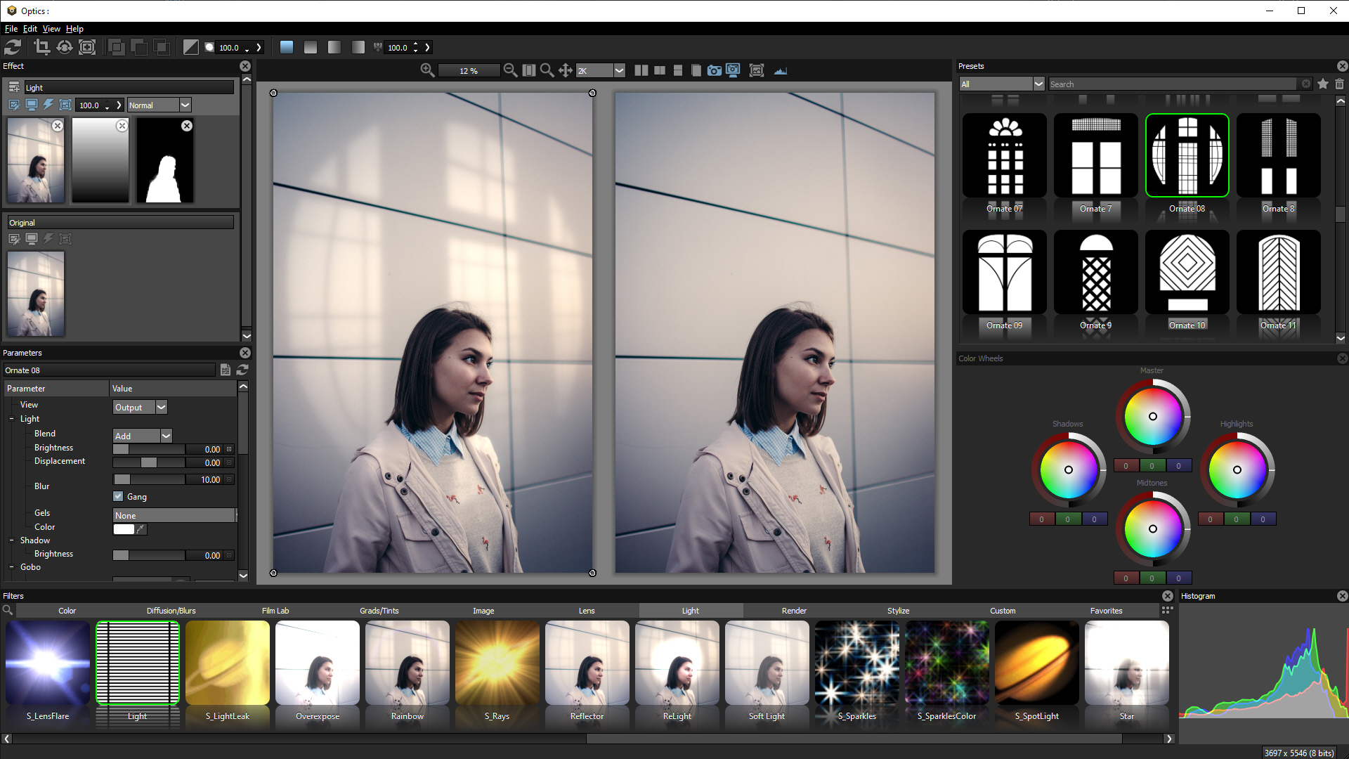 Boris FX Optics interface for Adobe Photoshop