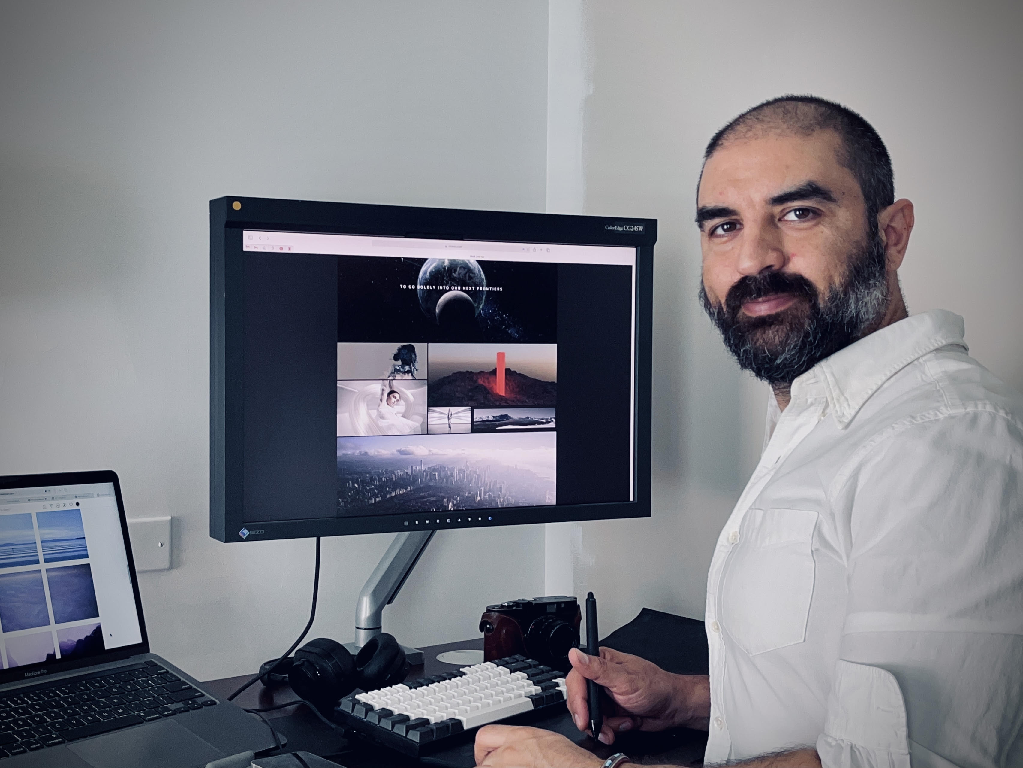 Navid Bagherzadeh at his workstation