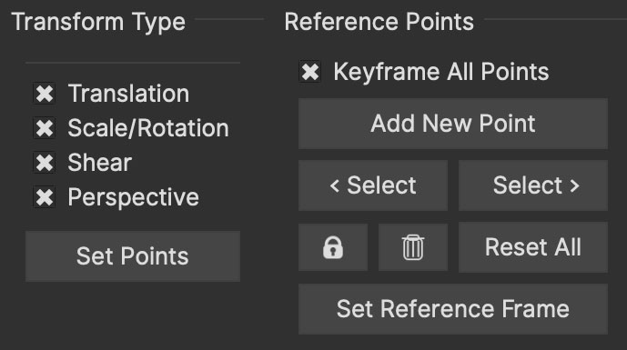 adjusttrack transform reference points