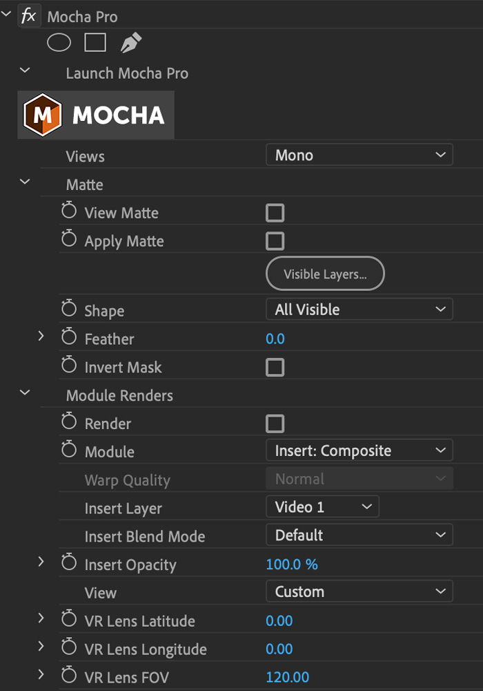 mochapro premiere plugin full interface