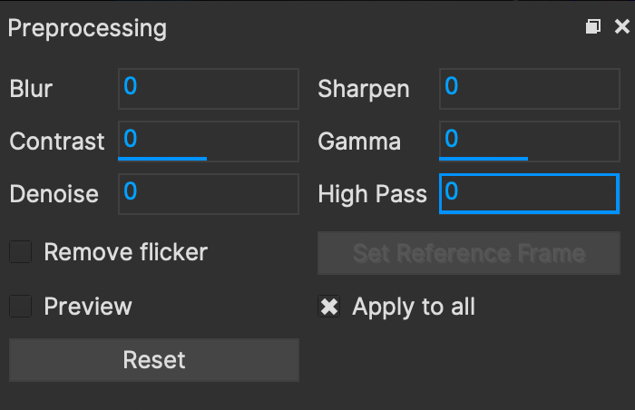 preprocessing panel