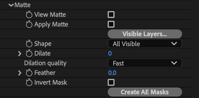 5.0.0 mochapro ae plugin matte section