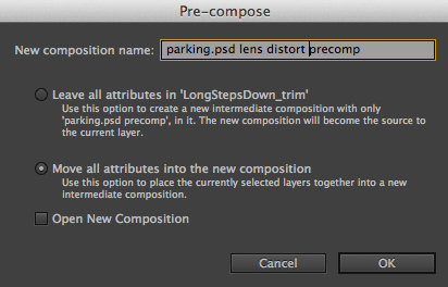 lens distortprecomp ae