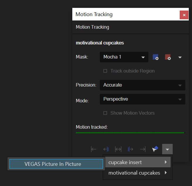 mocha vegas plugin tracking data apply export