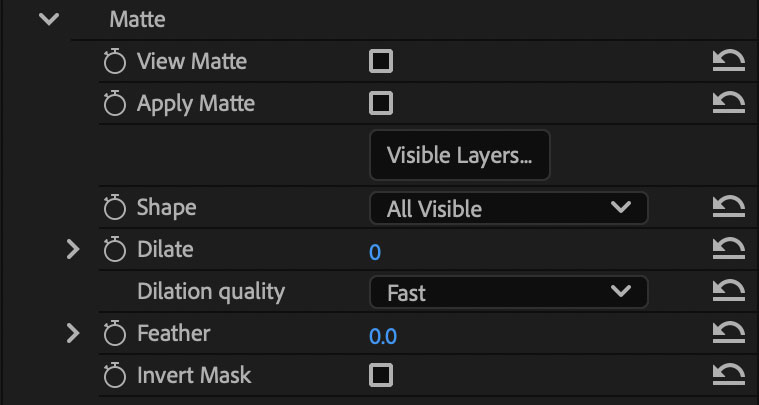 mochapro premiere plugin matte section