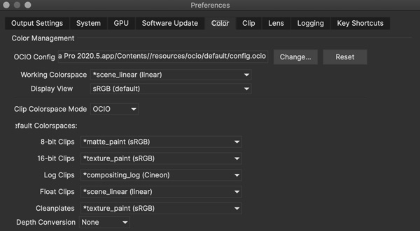 ocio preferences settings