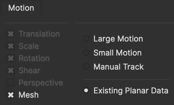 track options existing planar data