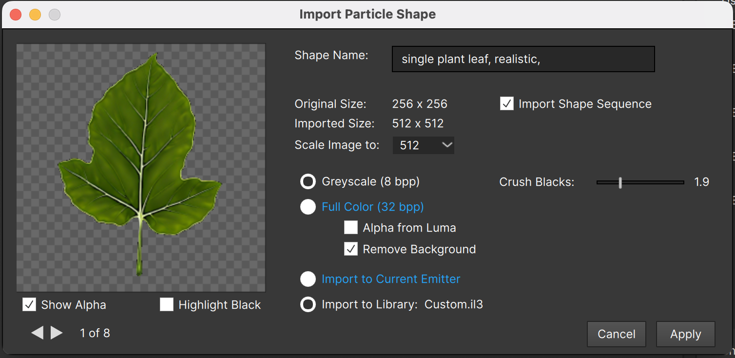 Particle Sprites Import Image Sequence