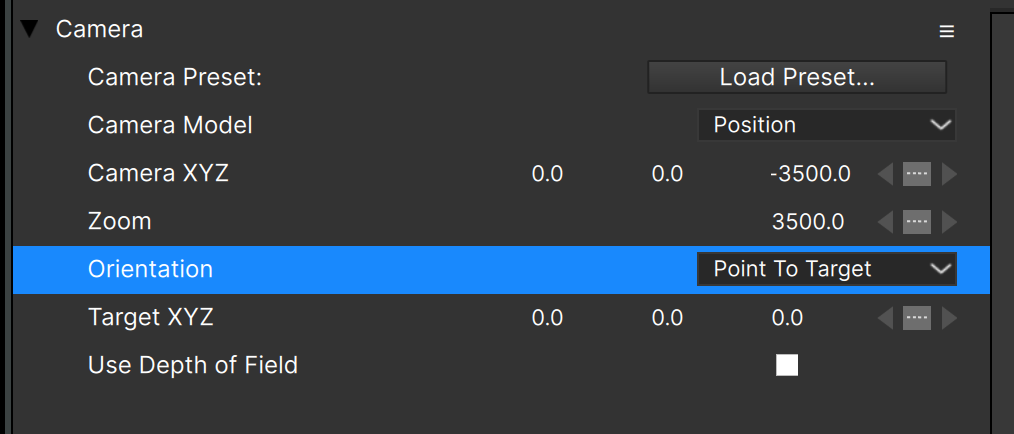 3D Particles Camera Orientation Point to Target