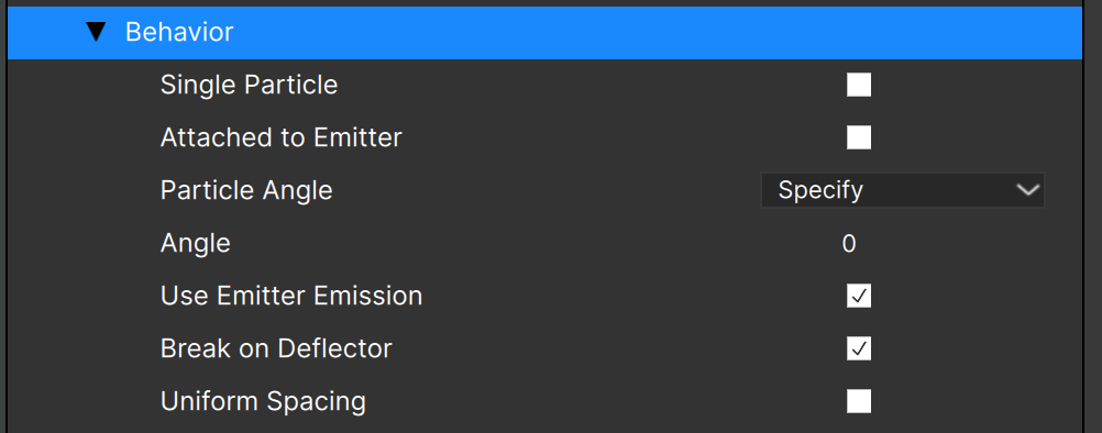 Particle Behavior Properties