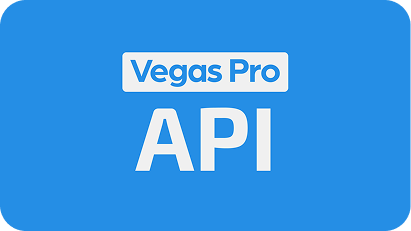 White text reading "VEGAS API" on a solid blue background.