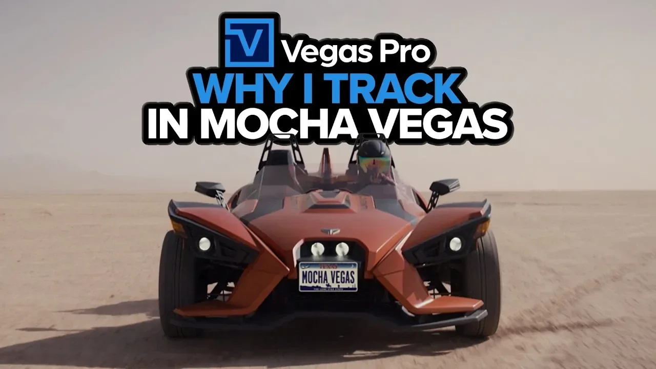 Why I Track in Mocha Vegas title over a three-wheeled roadster with a MOCHA VEGAS license plate