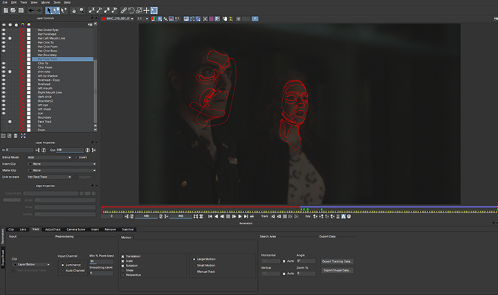 The Man in the High Castle, facial tracking Mocha Pro