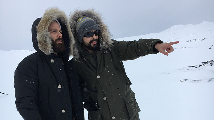 Ryan Morrison and Joe Penna on the set of Arctic